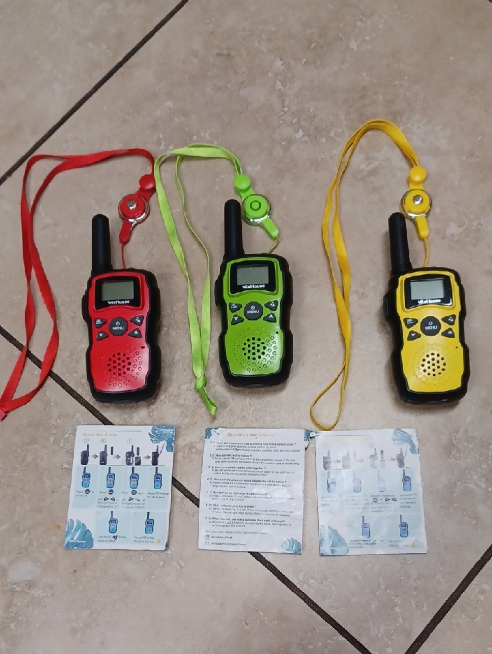 Set of 3 Walkie Talkies - Red, Green, Yellow